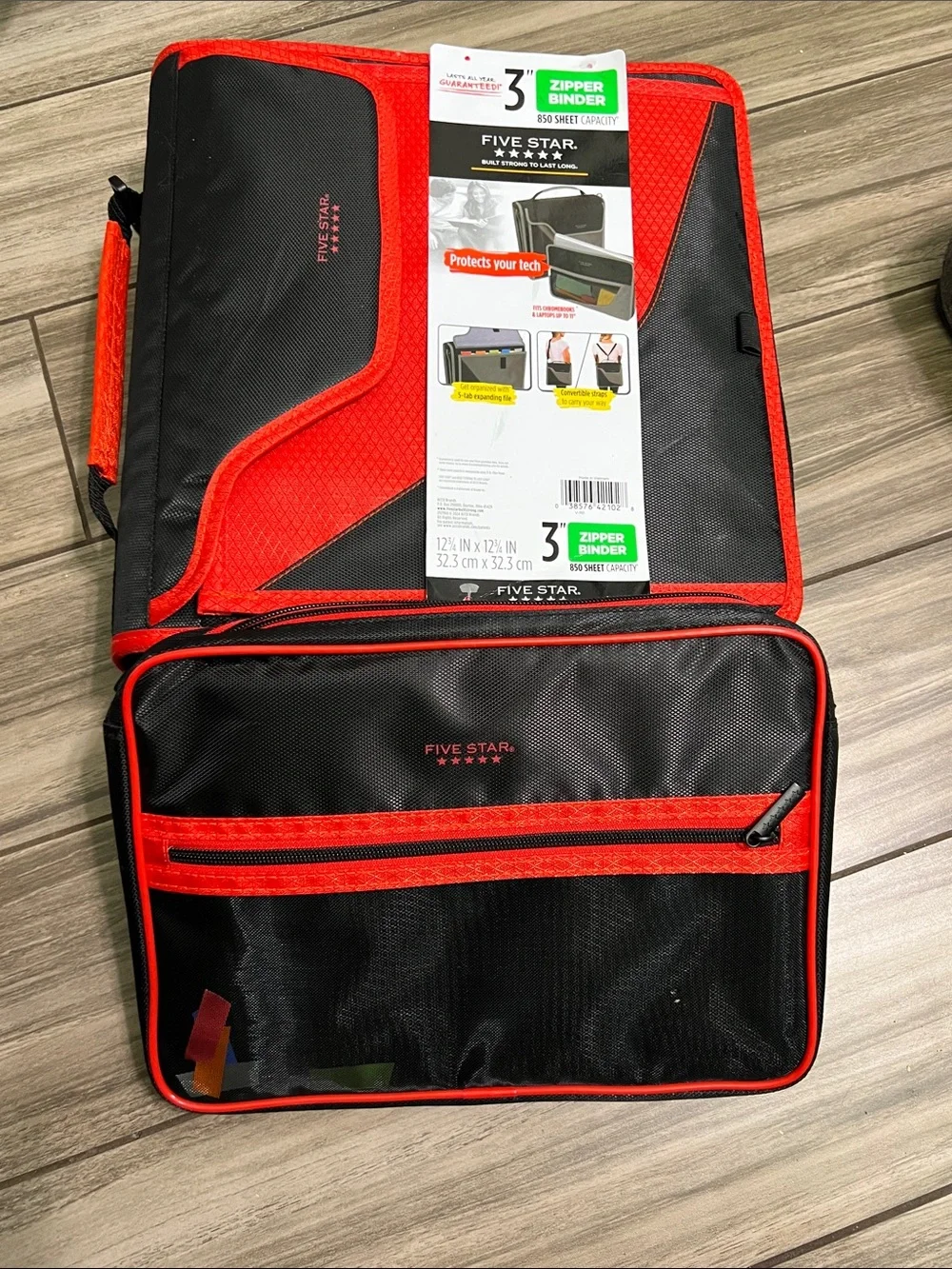 Five Star Red and Black Zippered Tech Binder